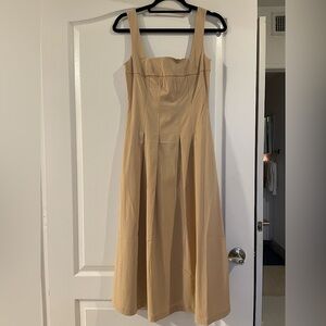 WeWoreWhat pleated midi dress in beige. NWT
